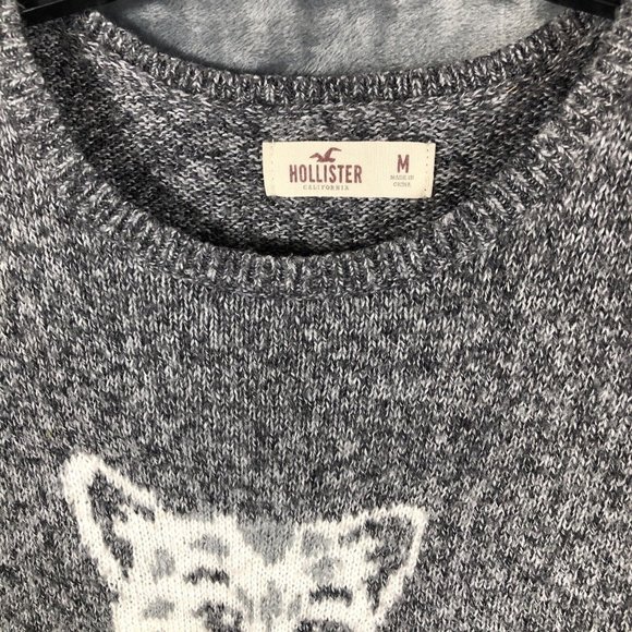 Hollister Woman’s Sweater Baby Leopard Grey Long Sleeve Pullover Size Medium - Picture 6 of 11